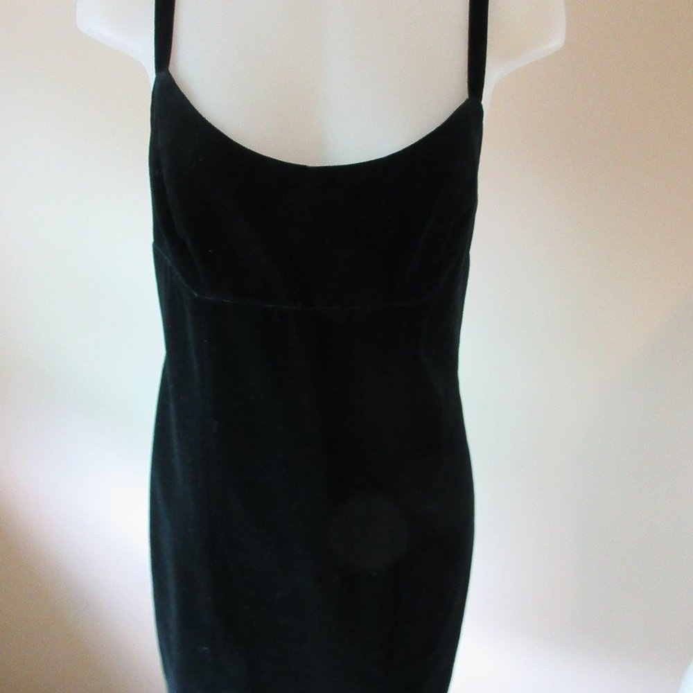 VINTAGE Black Velour Cocktail Dress SZ Med